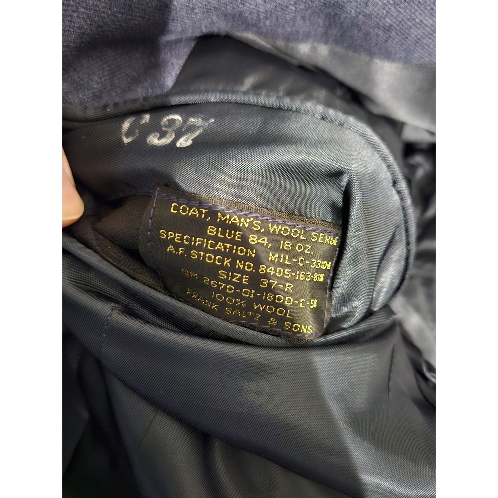 Vintage US Air Force Military Uniform Jacket 37R USAF Blue Wool - Picture 13 of 13